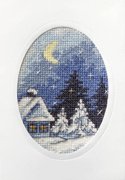 Complete cross stitch kit - greetings card "Winter night" 6150 - Wizardi