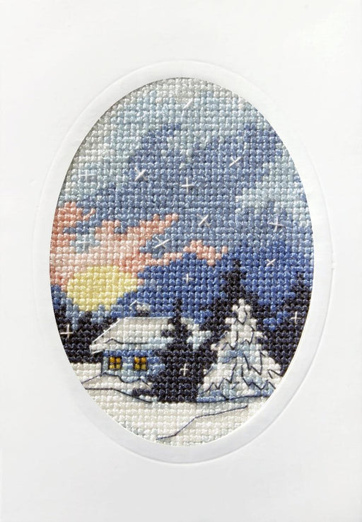Complete cross stitch kit - greetings card "Winter night" 6151 - Wizardi