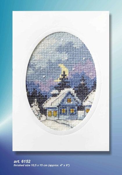 Complete cross stitch kit - greetings card "Winter night" 6152 - Wizardi