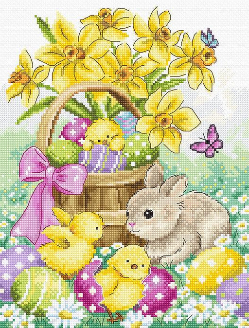 Counted Cross Stitch Kit Easter Rabbit and chicks L8033 - Wizardi