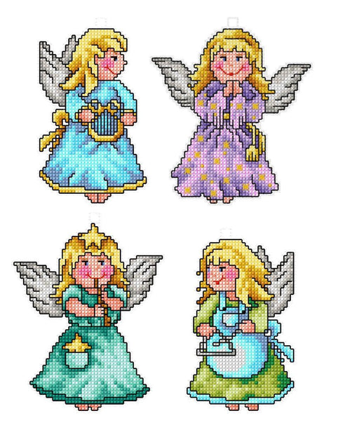Counted cross stitch kit with plastic canvas "Angels" set of 4 designs 7610 - Wizardi