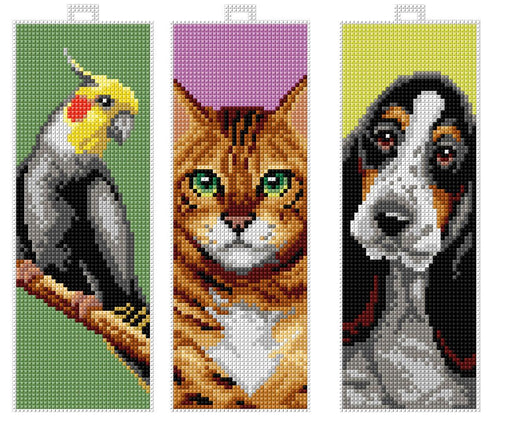 Counted cross stitch kit with plastic canvas "Animals" set of 3 designs 7896 - Wizardi