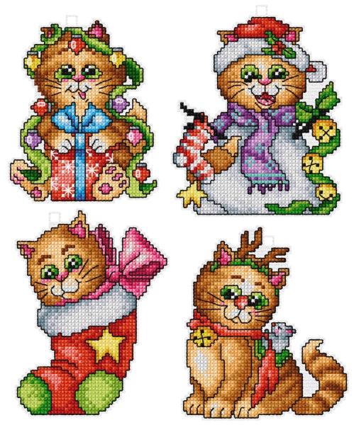 Orchidea Counted Cross Stitch Kit with Plastic Canvas Cats Set of 4 Designs 7627