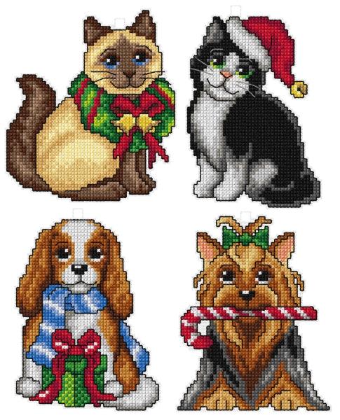 Counted cross stitch kit with plastic canvas "Christmas" set of 4 designs 7661 - Wizardi