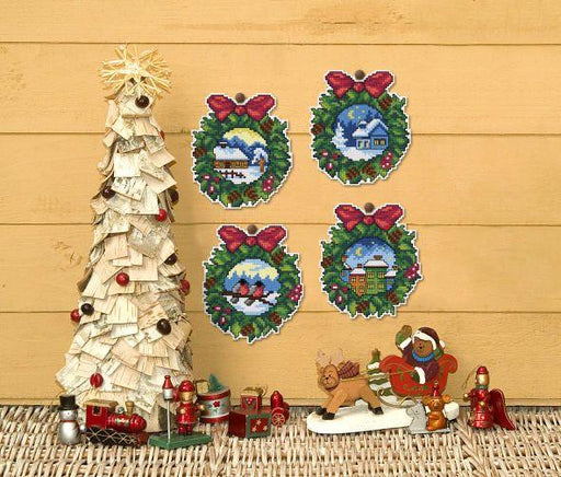 Orchidea Counted Cross Stitch Kit with Plastic Canvas Christmas Balls Set of 4 Designs 7678