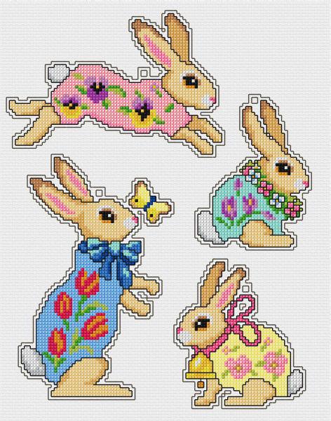 Easter Bunny Cross Stitch Kit with Counted Pattern DIY Beginners Embroidery  KIt