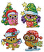 Counted cross stitch kit with plastic canvas "Owl" set of 4 designs 7651 - Wizardi
