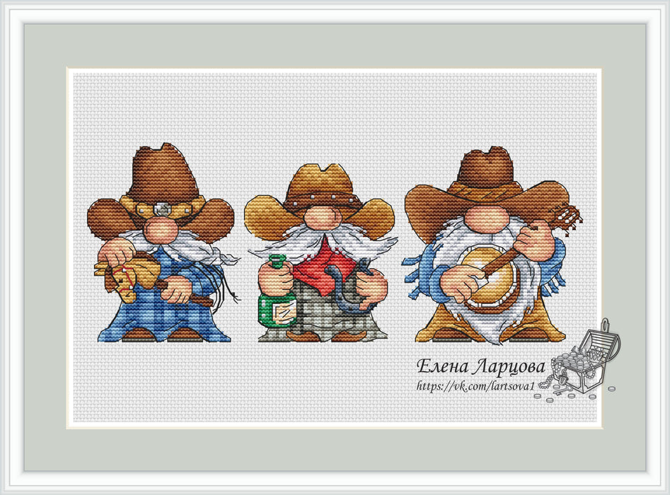 Cowboy Dwarfs - PDF Cross Stitch Pattern - Wizardi