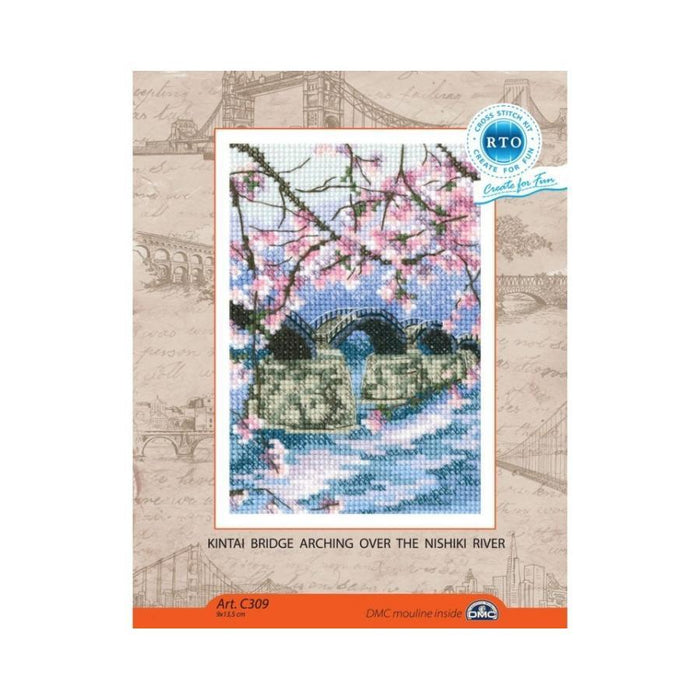 Cross-stitch Kit "Kintai bridge arching over the Nishiki river" C309 - Wizardi