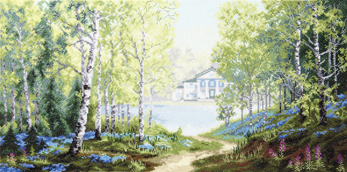 Cross-stitch kit M-398C "Morning in the spring forest" - Wizardi