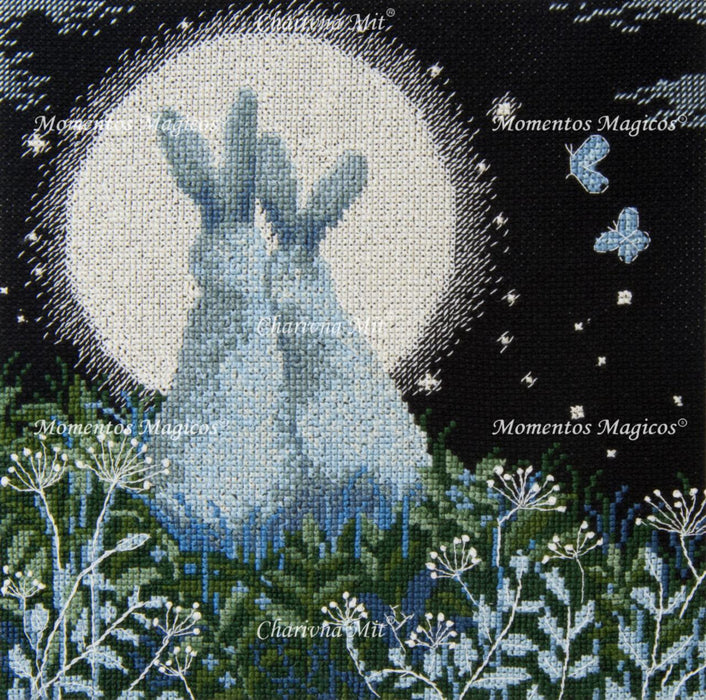 Cross-stitch kit M-458C "Moon hares" - Wizardi