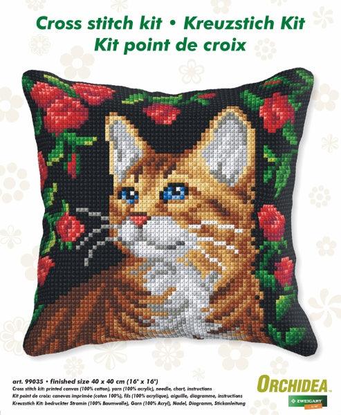 Cushion cross stitch kit "Cat" 99035 - Wizardi
