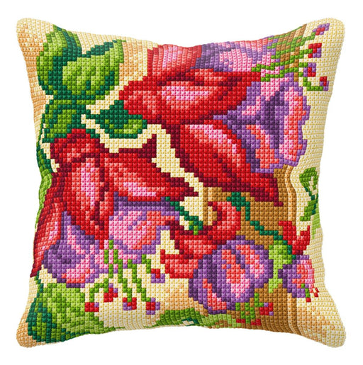 Cushion cross stitch kit "Exotic flowers" 9024 - Wizardi