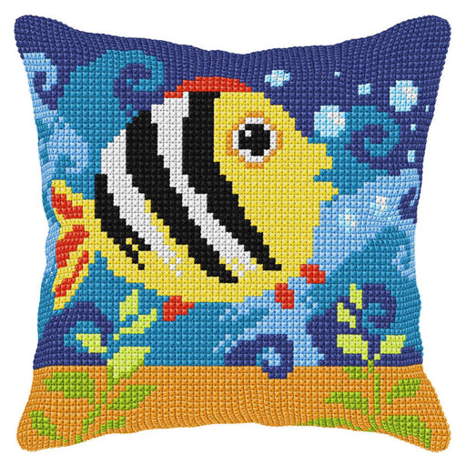 Cushion cross stitch kit "Fish" 9565 - Wizardi