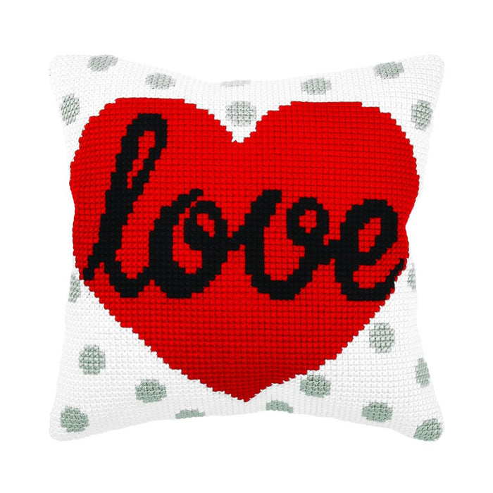 Cushion cross stitch kit "Heart" 9355 - Wizardi