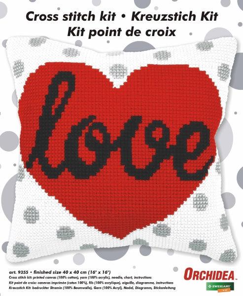 Cushion cross stitch kit "Heart" 9355 - Wizardi