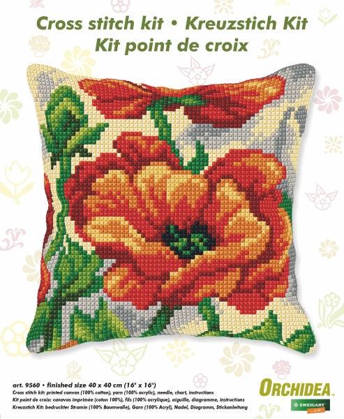 Cushion cross stitch kit "Poppy" 9560 - Wizardi