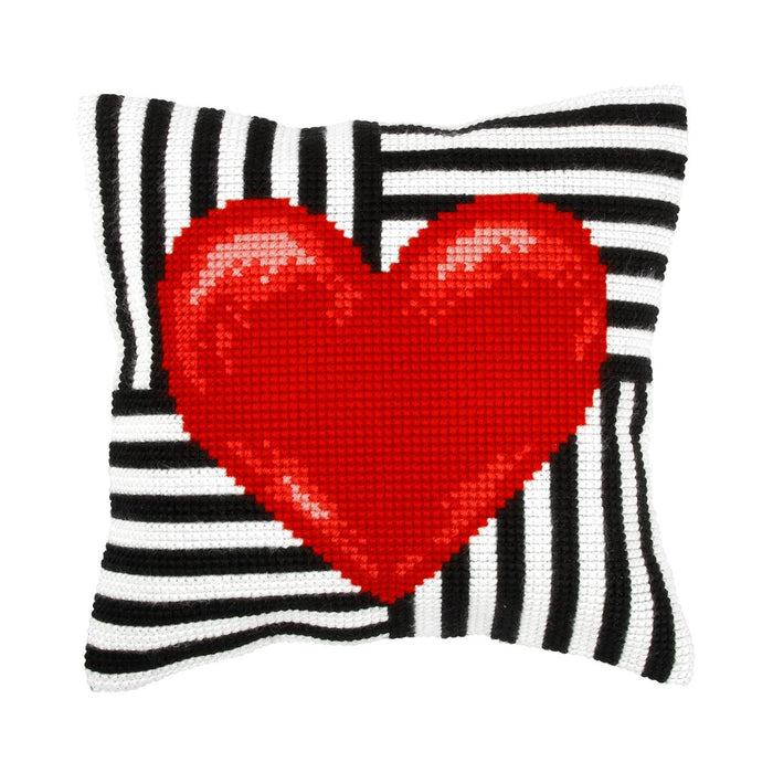 Cushion cross stitch kit "Red heart" 9314 - Wizardi