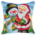 Cushion cross stitch kit "Santa Claus and Snowman" 9596 - Wizardi