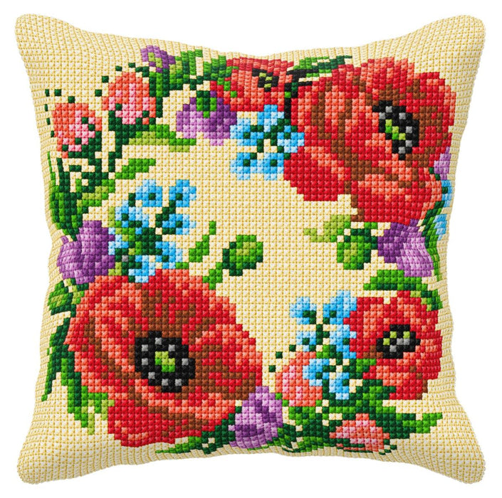 Cushion cross stitch kit "Wild flowers" 9582 - Wizardi