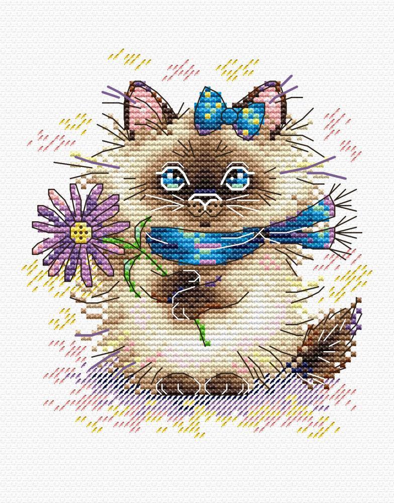 Learn-A-Craft Cute Kitty Counted Cross Stitch Kit-3 Round 11 Count