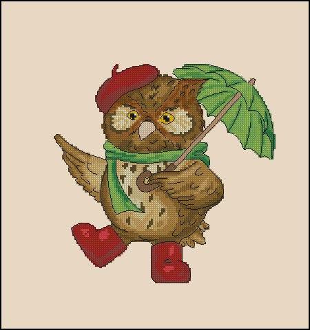 Dandy Owl - Free PDF Cross Stitch Pattern - Wizardi