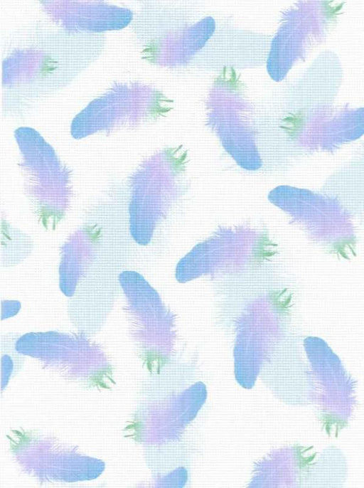Designer Printed AIDA Canvas 14ct Watercolor Blue Feathers - Wizardi