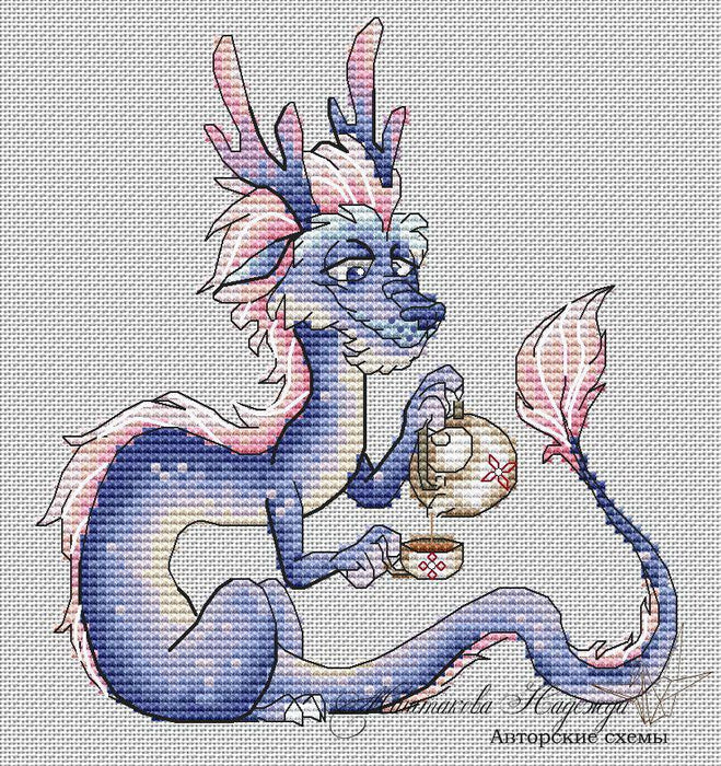 Dragon. Chinese Tea - PDF Cross Stitch Pattern - Wizardi