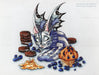 Dragon with Blueberry Muffin - PDF Cross Stitch Pattern - Wizardi