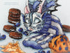 Dragon with Blueberry Muffin - PDF Cross Stitch Pattern - Wizardi