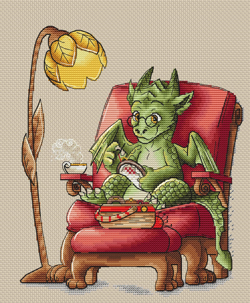 Dragon with Embroidery - PDF Cross Stitch Pattern - Wizardi