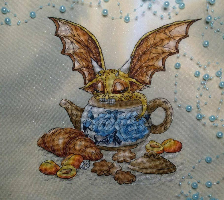 Dragon with Tea Pot - PDF Cross Stitch Pattern - Wizardi