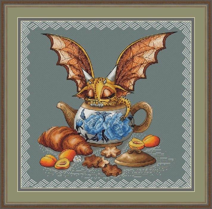 Dragon with Tea Pot - PDF Cross Stitch Pattern - Wizardi