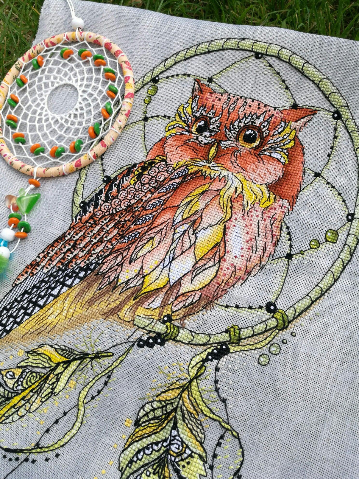 Dreamcatcher with Owl - PDF Cross Stitch Pattern - Wizardi