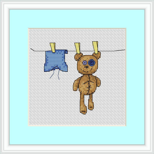 Drying Out. Sampler Teddy Bear - PDF Free Cross Stitch Pattern - Wizardi