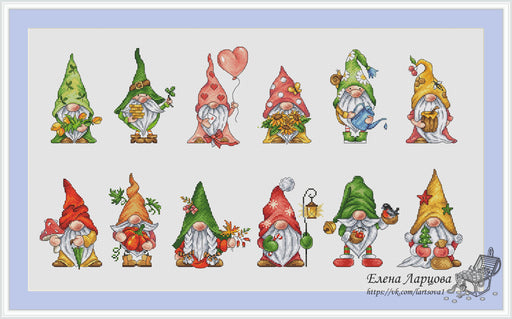 Dwarfs Seasons - PDF Cross Stitch Pattern - Wizardi