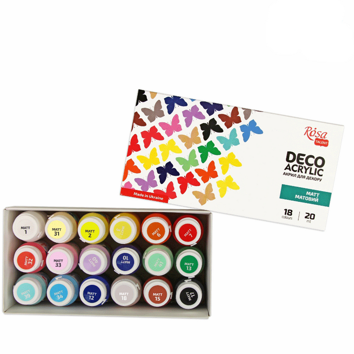 Rosa Talent Matt Acrylic Paint Set for Decor 18 colors (0.68 oz each)