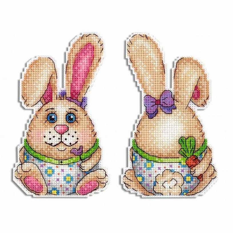 Easter Rabbit P-408 / SR-408 Plastic Canvas Counted Cross Stitch Kit - Wizardi