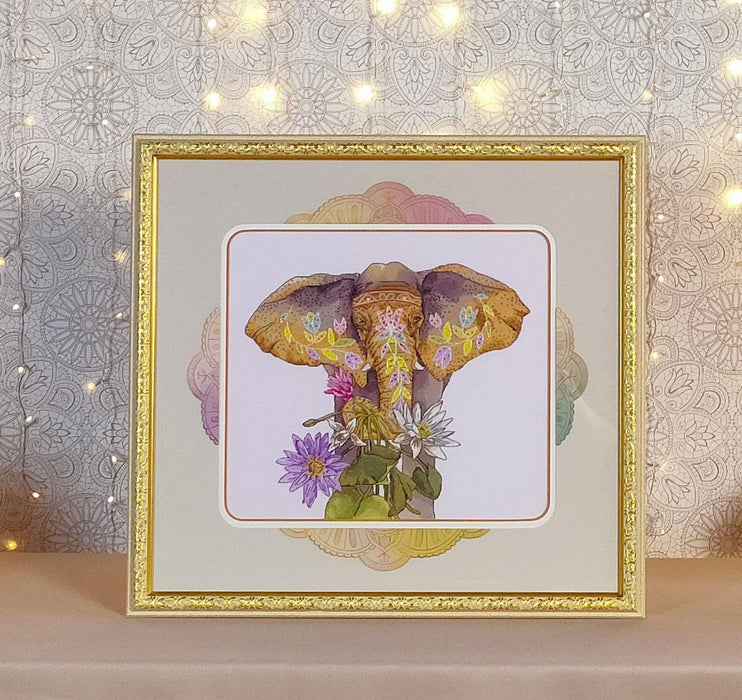 Elephant and Lotus - PDF Counted Cross Stitch Pattern - Wizardi