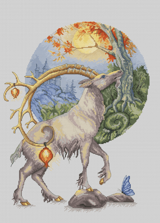 Fantasy Deer. Aldeberan Constellation - PDF Cross Stitch Pattern - Wizardi