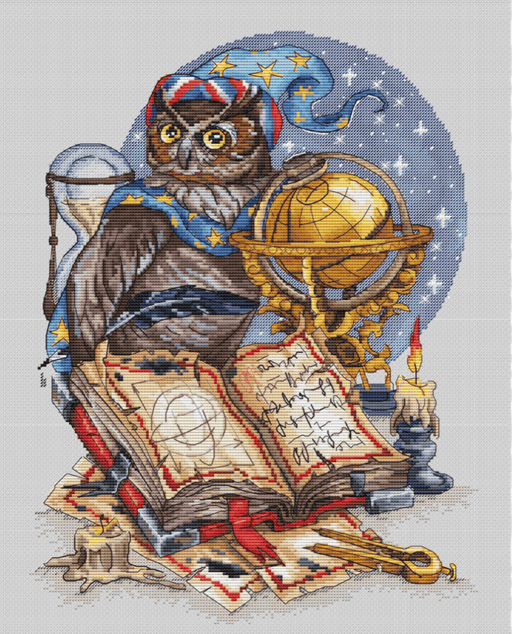 Fantasy Owl. Astrologer - PDF Cross Stitch Pattern - Wizardi