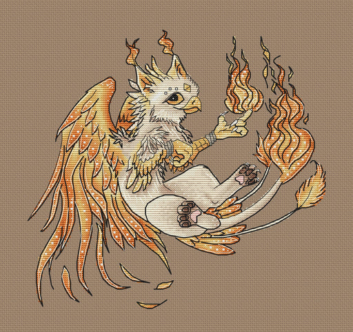 Fire Griffin - PDF Cross Stitch Pattern - Wizardi