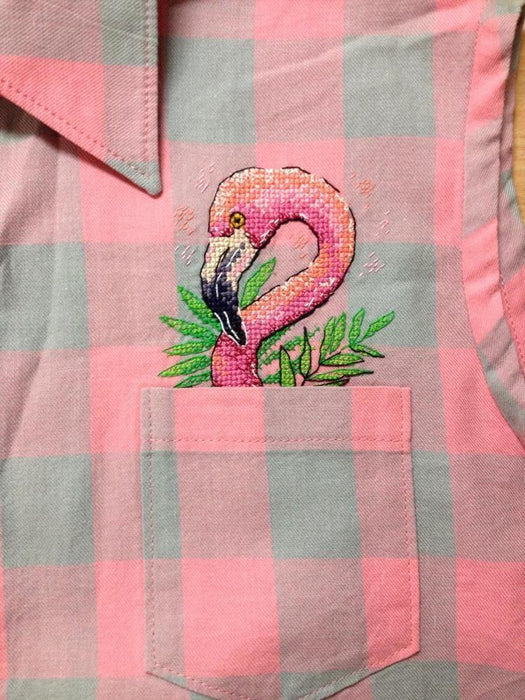 Flamingo Cross Stitch on Clothes kit B-248 / SV-248 - Wizardi