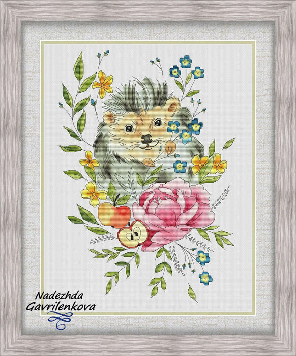 Flower Hedgehog - PDF Counted Cross Stitch Pattern - Wizardi