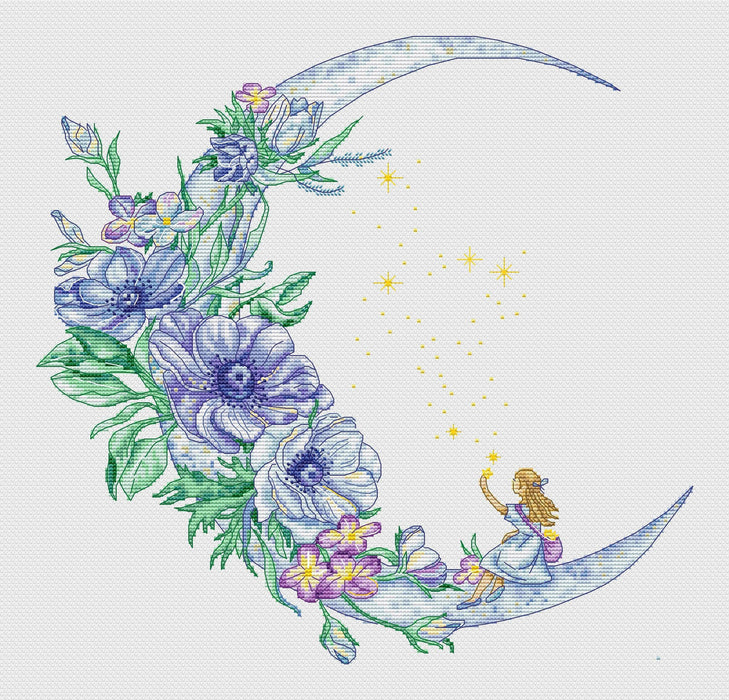 Flower Moon Fairy - PDF Cross Stitch Pattern - Wizardi