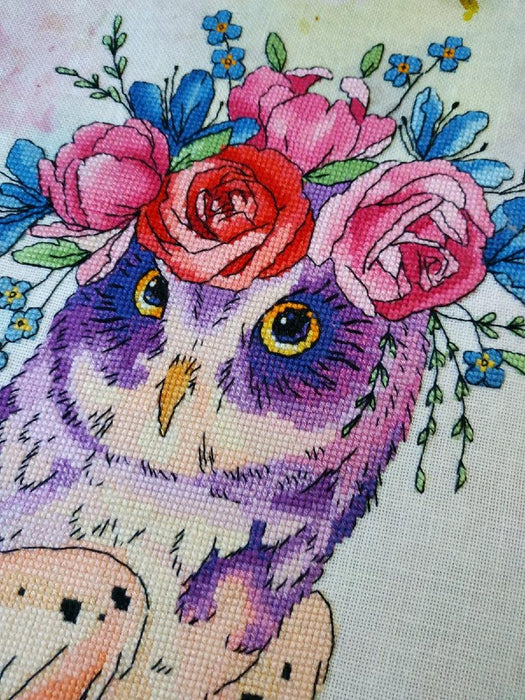Flower Owl - PDF Counted Cross Stitch Pattern - Wizardi
