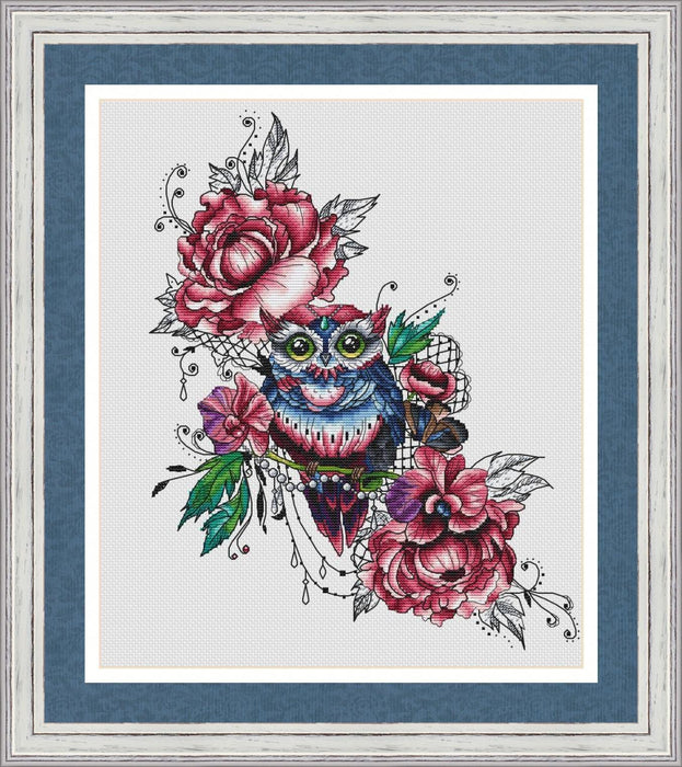 Flower Owl - PDF Cross Stitch Pattern - Wizardi