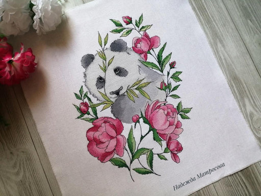 Flower Panda - PDF Counted Cross Stitch Pattern - Wizardi