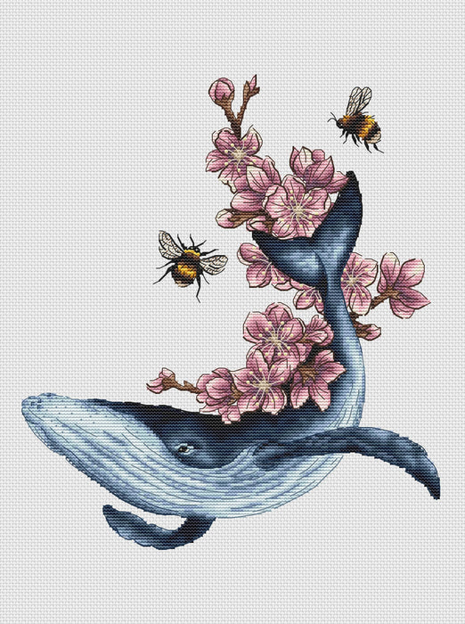 Flower Whale - PDF Cross Stitch Pattern - Wizardi