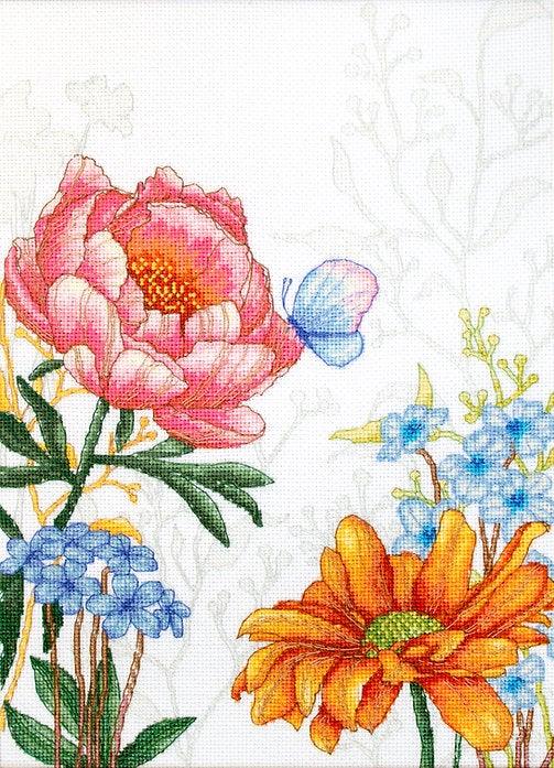 Flowers and Butterfly BU4019L Counted Cross-Stitch Kit - Wizardi